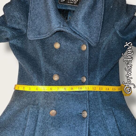 Guess Wool Blend Teal Colored Pea Coat Size Large - Picture 11 of 13